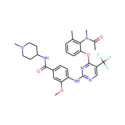 COc1cc(C(=O)NC2CCN(C)CC2)ccc1Nc1ncc(C(F)(F)F)c(Oc2cccc(C)c2N(C)C(C)=O)n1 ZINC000169703988