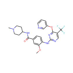 COc1cc(C(=O)NC2CCN(C)CC2)ccc1Nc1ncc(C(F)(F)F)c(Oc2cccnc2)n1 ZINC000148440050