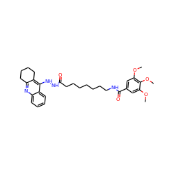 COc1cc(C(=O)NCCCCCCCC(=O)NNc2c3c(nc4ccccc24)CCCC3)cc(OC)c1OC ZINC000014953169