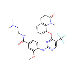 COc1cc(C(=O)NCCN(C)C)ccc1Nc1ncc(C(F)(F)F)c(Oc2cccc3c2N(C)C(=O)CC3)n1 ZINC000148465851