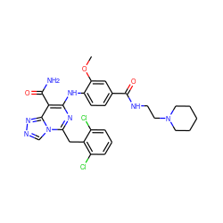 COc1cc(C(=O)NCCN2CCCCC2)ccc1Nc1nc(Cc2c(Cl)cccc2Cl)n2cnnc2c1C(N)=O ZINC000142391126