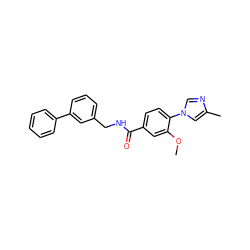 COc1cc(C(=O)NCc2cccc(-c3ccccc3)c2)ccc1-n1cnc(C)c1 ZINC000096911119