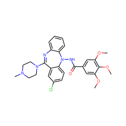 COc1cc(C(=O)NN2c3ccccc3N=C(N3CCN(C)CC3)c3cc(Cl)ccc32)cc(OC)c1OC ZINC000036089407