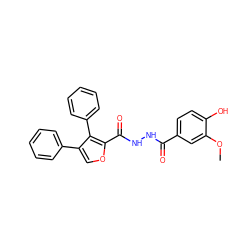 COc1cc(C(=O)NNC(=O)c2occ(-c3ccccc3)c2-c2ccccc2)ccc1O ZINC000146250941