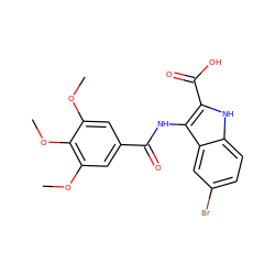 COc1cc(C(=O)Nc2c(C(=O)O)[nH]c3ccc(Br)cc23)cc(OC)c1OC ZINC000002106913