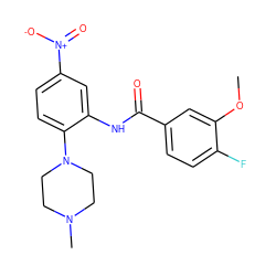 COc1cc(C(=O)Nc2cc([N+](=O)[O-])ccc2N2CCN(C)CC2)ccc1F ZINC000095590674