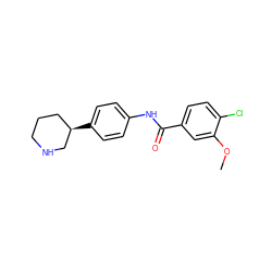 COc1cc(C(=O)Nc2ccc([C@@H]3CCCNC3)cc2)ccc1Cl ZINC000117714805