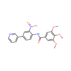 COc1cc(C(=O)Nc2ccc(-c3cccnc3)cc2[N+](=O)[O-])cc(OC)c1OC ZINC000082152249