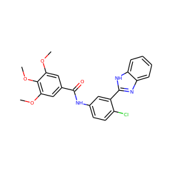 COc1cc(C(=O)Nc2ccc(Cl)c(-c3nc4ccccc4[nH]3)c2)cc(OC)c1OC ZINC000002436092