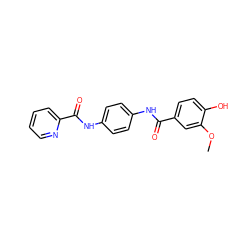 COc1cc(C(=O)Nc2ccc(NC(=O)c3ccccn3)cc2)ccc1O ZINC000299836604