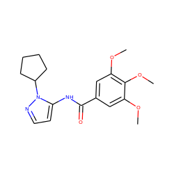 COc1cc(C(=O)Nc2ccnn2C2CCCC2)cc(OC)c1OC ZINC000007671100