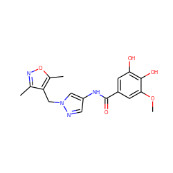 COc1cc(C(=O)Nc2cnn(Cc3c(C)noc3C)c2)cc(O)c1O ZINC000115732044