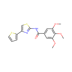 COc1cc(C(=O)Nc2nc(-c3cccs3)cs2)cc(OC)c1OC ZINC000001505628