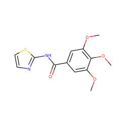 COc1cc(C(=O)Nc2nccs2)cc(OC)c1OC ZINC000000045264