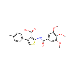 COc1cc(C(=O)Nc2scc(-c3ccc(C)cc3)c2C(=O)O)cc(OC)c1OC ZINC000000798289