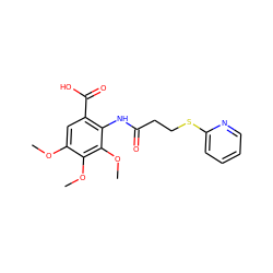 COc1cc(C(=O)O)c(NC(=O)CCSc2ccccn2)c(OC)c1OC ZINC000096283156