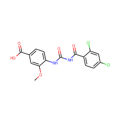 COc1cc(C(=O)O)ccc1NC(=O)NC(=O)c1ccc(Cl)cc1Cl ZINC000013673930