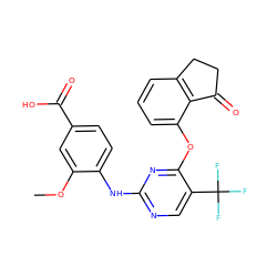 COc1cc(C(=O)O)ccc1Nc1ncc(C(F)(F)F)c(Oc2cccc3c2C(=O)CC3)n1 ZINC000145972602