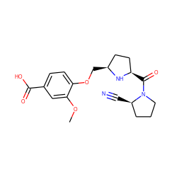 COc1cc(C(=O)O)ccc1OC[C@H]1CC[C@@H](C(=O)N2CCC[C@H]2C#N)N1 ZINC000014947578