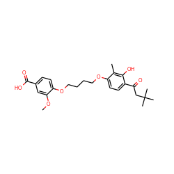 COc1cc(C(=O)O)ccc1OCCCCOc1ccc(C(=O)CC(C)(C)C)c(O)c1C ZINC000169351866