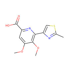 COc1cc(C(=O)O)nc(-c2csc(C)n2)c1OC ZINC000000007597