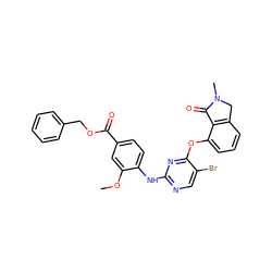 COc1cc(C(=O)OCc2ccccc2)ccc1Nc1ncc(Br)c(Oc2cccc3c2C(=O)N(C)C3)n1 ZINC000146009058