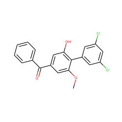 COc1cc(C(=O)c2ccccc2)cc(O)c1-c1cc(Cl)cc(Cl)c1 ZINC000040393911