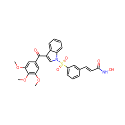 COc1cc(C(=O)c2cn(S(=O)(=O)c3cccc(/C=C/C(=O)NO)c3)c3ccccc23)cc(OC)c1OC ZINC001772570999