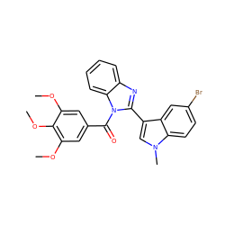 COc1cc(C(=O)n2c(-c3cn(C)c4ccc(Br)cc34)nc3ccccc32)cc(OC)c1OC ZINC000473100520