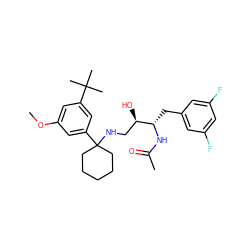 COc1cc(C(C)(C)C)cc(C2(NC[C@@H](O)[C@H](Cc3cc(F)cc(F)c3)NC(C)=O)CCCCC2)c1 ZINC000064548572