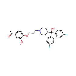 COc1cc(C(C)=O)ccc1OCCCN1CCC(C(O)(c2ccc(F)cc2)c2ccc(F)cc2)CC1 ZINC000013824934