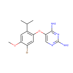 COc1cc(C(C)C)c(Oc2cnc(N)nc2N)cc1Br ZINC000035286055