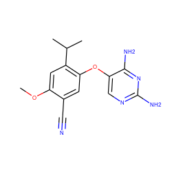 COc1cc(C(C)C)c(Oc2cnc(N)nc2N)cc1C#N ZINC000040950851