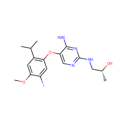 COc1cc(C(C)C)c(Oc2cnc(NC[C@@H](C)O)nc2N)cc1I ZINC000040952939