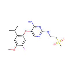 COc1cc(C(C)C)c(Oc2cnc(NCCS(C)(=O)=O)nc2N)cc1I ZINC000040954759