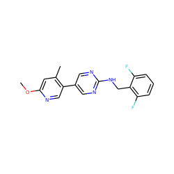 COc1cc(C)c(-c2cnc(NCc3c(F)cccc3F)nc2)cn1 ZINC000149807756