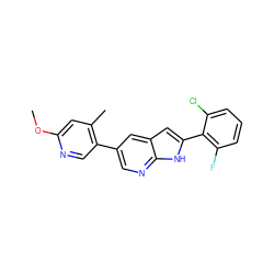 COc1cc(C)c(-c2cnc3[nH]c(-c4c(F)cccc4Cl)cc3c2)cn1 ZINC000213597294