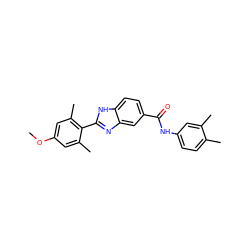 COc1cc(C)c(-c2nc3cc(C(=O)Nc4ccc(C)c(C)c4)ccc3[nH]2)c(C)c1 ZINC000084729246