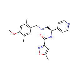 COc1cc(C)c(CNC[C@H](NC(=O)c2cc(C)on2)c2ccncc2)cc1C ZINC000653847517