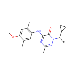 COc1cc(C)c(Nc2nc(C)nn([C@@H](C)C3CC3)c2=O)cc1C ZINC000049111994