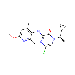 COc1cc(C)c(Nc2nc(Cl)cn([C@H](C)C3CC3)c2=O)c(C)n1 ZINC000049032445