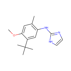 COc1cc(C)c(Nc2ncc[nH]2)cc1C(C)(C)C ZINC000013760750