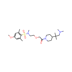 COc1cc(C)c(S(=O)(=O)N(C)CCOCC(=O)N2CCC(C(C)(C)CN(C)C)CC2)c(C)c1 ZINC000084740176