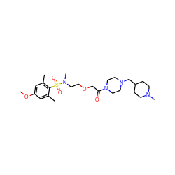 COc1cc(C)c(S(=O)(=O)N(C)CCOCC(=O)N2CCN(CC3CCN(C)CC3)CC2)c(C)c1 ZINC000084732352