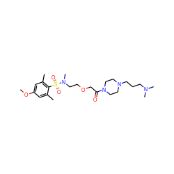 COc1cc(C)c(S(=O)(=O)N(C)CCOCC(=O)N2CCN(CCCN(C)C)CC2)c(C)c1 ZINC000084740172