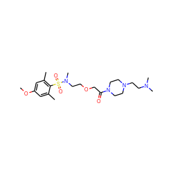 COc1cc(C)c(S(=O)(=O)N(C)CCOCC(=O)N2CCN(CCN(C)C)CC2)c(C)c1 ZINC000084741866