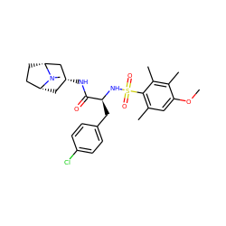 COc1cc(C)c(S(=O)(=O)N[C@@H](Cc2ccc(Cl)cc2)C(=O)N[C@@H]2C[C@@H]3CC[C@H](C2)N3C)c(C)c1C ZINC000101641484