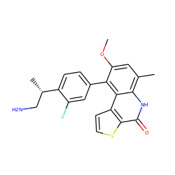 COc1cc(C)c2[nH]c(=O)c3sccc3c2c1-c1ccc([C@@H](C)CN)c(F)c1 ZINC000164994758