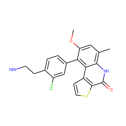 COc1cc(C)c2[nH]c(=O)c3sccc3c2c1-c1ccc(CCN)c(Cl)c1 ZINC000165001050