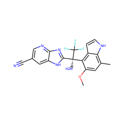 COc1cc(C)c2[nH]ccc2c1[C@@](N)(c1nc2ncc(C#N)cc2[nH]1)C(F)(F)F ZINC000219478134